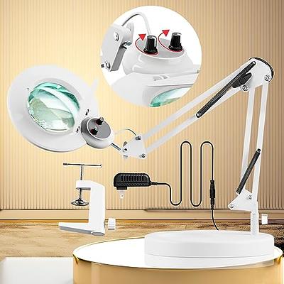  【Upgraded】 5X LED Magnifying Lamp, HITTI 1,800 Lumens Stepless  Dimmable, 3 Color Modes, 8-Diopter 4.2″ Real Glass Lens Magnifier Desk  lamp, Magnifying Light and Stand for Crafts Reading Close Work : Everything  Else