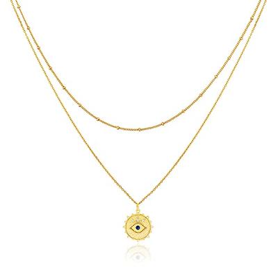 MJartoria Gold Layered Necklaces for Women Trendy Retro Coin Pendant Gold  Necklace Dainty Chunky Link Chain Choker Necklaces for Girls Jewelry