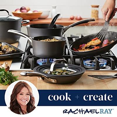 Rachael Ray 14.5-Inch Nonstick Induction Frying Pan with Helper Handle, Aluminum, Gray Shimmer, Create Delicious Collection