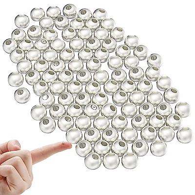 100pcs Sterling Silver Beads 2mm, 2.5mm, 3mm, 4mm, 5mm, 6mm Spacers Beads  Round Seamless Beads for Jewelry 925 Round Silver Beads 