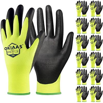 OKIAAS Work Gloves for Menultra Thin and Lightweight Working Gloves with Grip 12 Pairs Bulk Pack Construction Gloves with Polyurethane Coating Safety