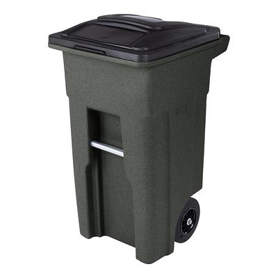 Lavex 95 Gallon Black Wheeled Rectangular Trash Can with Lid and