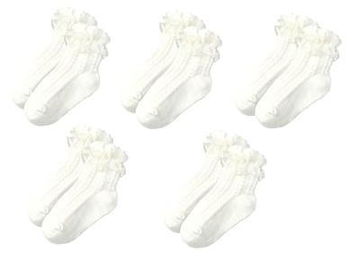 Gwenvenni Toddler Girls White Double Ruffle Lace Trim Cotton Socks Frilly  Dress Socks 5-Pack, Age 3-5T - Yahoo Shopping