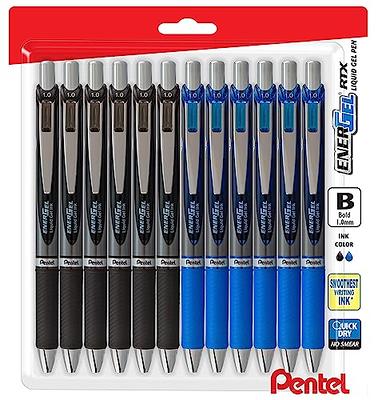 Pentel Energel Liquid Gel Pen- 1 Mm Bold 6 Black Ink & 6 Blue Ink Pens  Energel, Bulk Pack of 12 Combo RTX Retractable Deluxe Liquid Gel Pen. -  Yahoo Shopping