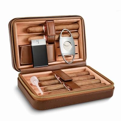 Portable Travel Cigar Humidor Leather Case with Cutter – Ashtray Planet