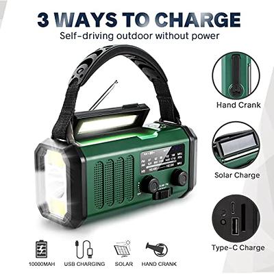 Emergency Radio with NOAA Weather Alert, Portable Solar Hand Crank AM/FM  Radio for Survival,Rechargeable Battery Powered Radio,USB