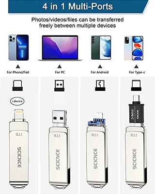 SCICNCE 1TB Photo Stick iPhone Flash Drive, for iPhone USB Memory Stick  Thumb Drives USB Stick External Storage Compatible with iPhone iPad Android  PC