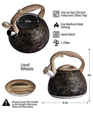 Tea Kettle, Toptier Teapot Whistling Kettle with Wood Pattern Handle Loud  Whistle, Food Grade Stainless Steel Tea Pot for Stovetops Induction Diamond  Design Water Kettle, 2.7-Quart Dark Green - Yahoo Shopping