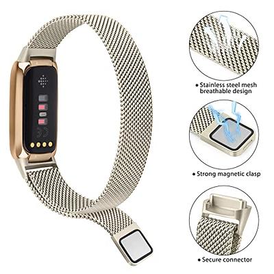 SOATUTO Compatible with Fitbit Luxe Bracelet Watch Bands Stainless Steel  Metal Classic Durable Replacement Strap Wristband Buckle Metal Strap Wrist  Band for Fitbit Luxe Fitness Tracker - Rose Gold 