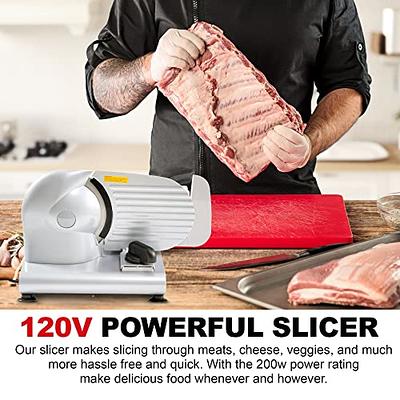 Meat Slicer, Anescra 200W Electric Deli Food Slicer with Two Removable  7.5'' Stainless Steel Blades and Food Carriage, 0-15mm Adjustable Thickness