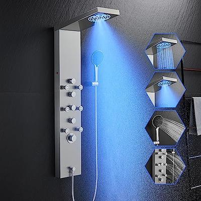 Stainless Steel Shower Panel Tower System LED Rainfall Shower Head