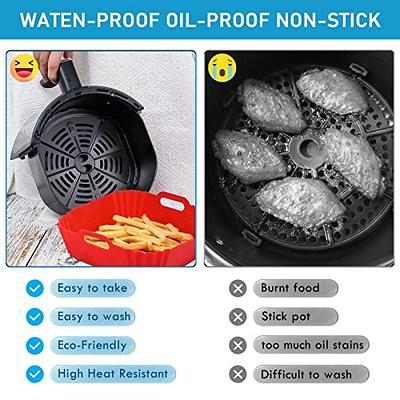 Reusable Air Fryer Liners Silicone, 8.5 Inch Square Non-Stick