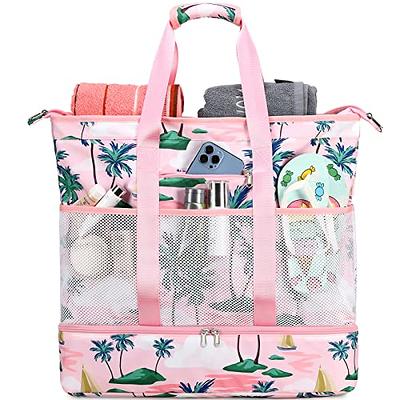 Beach Bag, Large Beach Bags for Women Waterproof Beach Tote Bag with  Zipper, Sandproof Canvas Large Tote Bags for Pool Travel