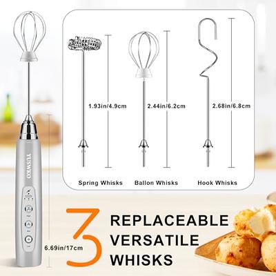 Milk Frother, Handheld Electric Egg Whisk USB Rechargeable Foam Maker with  Stainless Steel Whisks & 3 Speed Adjustable Egg Beater Mini Blender Drink