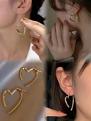 Girls Jewelry - 14K Yellow Gold Heart Shaped Screw Back Earring Studs –