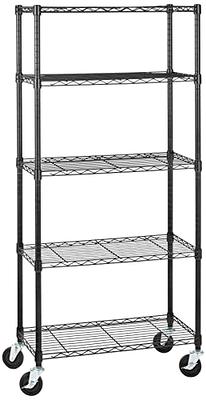 Basics 3-Shelf Shelving Storage Unit on 3 Wheel Casters, Metal