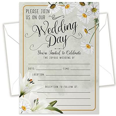 Wedding Invitation Kit with Envelopes - Wedding White Daisies Themed  Invitations & Envelopes - Minimalist Blank Wedding Invitations, Invitation  Wedding Kit Set of 25 Beautiful Invitations - Yahoo Shopping