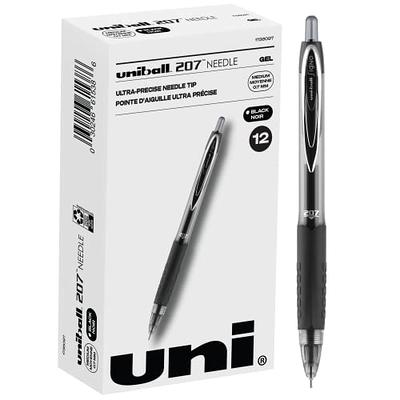 Uniball Signo 207 Needle, Medium Point Gel Pens 12 Pack Black