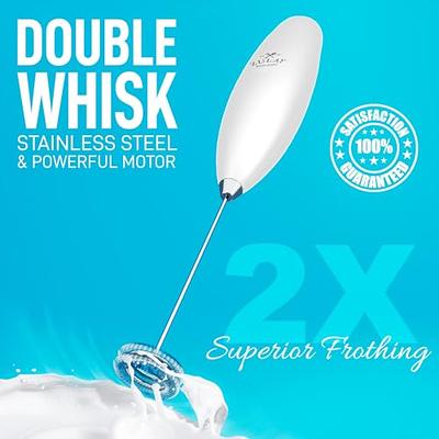  Powerful Double Whisk Milk Frother - Handheld Coffee