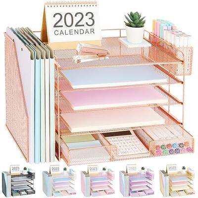 Marbrasse Desk Organizers with File Holder, 5-Tier Paper Letter