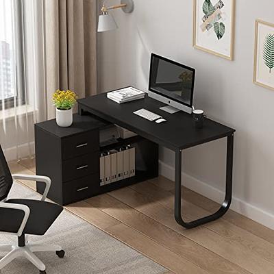 L-Shaped Computer Desk Home Office Study Table Corner Desk with Shelves  Drawer