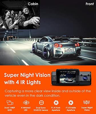 Front and Inside Dash Camera, LAMONKE 4K/2160P Car Camera, Dashcam with  WiFi, GPS, Smart APP Control, IR Night Vision Dashcam, 24/7 Recording  Parking