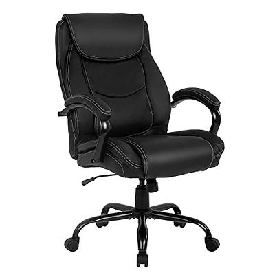 Big and Tall Office Chair Computer Chair High Back Leather Executive Home Office  Chair 500lbs Wide Seat Ergonomic Desk Chair,with Lumbar Support for Heavy  Swivel Rolling Task Chair PU Leather Black -