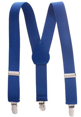 Mens Suspenders for Men with Clips Y Back Design Pant Clip Style Tuxedo  Braces - Navy 