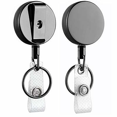 ELV Retractable ID Badge Holder, Heavy Duty Metal Body, Steel Cord