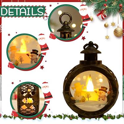 Christmas Flameless Candles Lanterns Decorative: Mini Lantern with Battery  Operated Tea Lights, Christmas Tree Ornaments, Table Centerpieces for