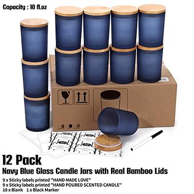 12 Pack 10Oz Glass Candle Jars with Lids and Sticky Labels Empty Candle  Jars