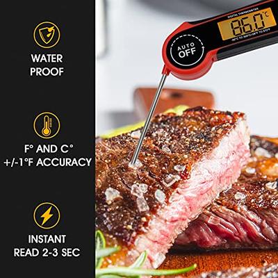 Red Digital Meat Thermometer - Instant Read, Waterproof, Backlight, Magnet  Calibration - Perfect for Kitchen, BBQ, Grill & Outdoor Cooking!