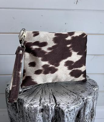 Cowhide Purse with Leather Trim & Matching Cowhide Wallet | Henig Furs