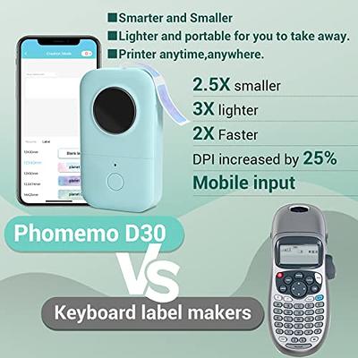 Phomemo D30 Label Maker Machine with Tape, Bluetooth Thermal Mini Label Printer for Storage, Barcode, Mailing, Office Supplies, Home, Organizing Stora