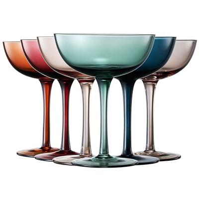 Vintage Art Deco Coupe for Champagne, Martini, Cocktails, Glasses | Set of 6 | 7 oz Classic Cocktail Glassware - Manhattan, Cosmopolitan, Sidecar