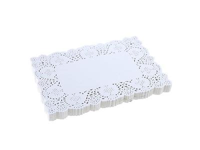 DECORA 9X6.5 Inch Rectangle White Paper Doilies for Birthday Party