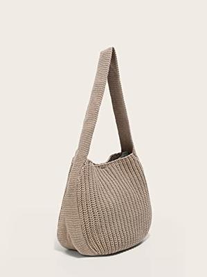 ENBEI Women's Shoulder Handbags Crocheted Bags Large knit bag Tote bag  aesthetic for school cute Tote bags Beach Bag Tote