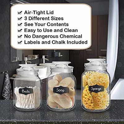 Estilo Glass Cookie Jars Apothecary Jars with Lids Includes Chalkboard Labels and Chalk Airtight GL