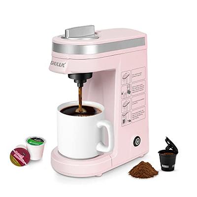 KINGTOO Coffee Maker with Milk Frother, Single Serve Coffee Maker for K-Cup  Pod & Ground Coffee, Compact Coffee Maker 2 in 1 with Self Cleaning, Fast