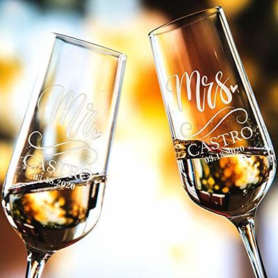 Personalized Wedding Champagne Flutes for Bride and Groom - Set of 2, 9  Designs - Champagne Glasses for Engagement with Last Name and Date, Mr &  Mrs Champagne Flutes - D9 - Yahoo Shopping