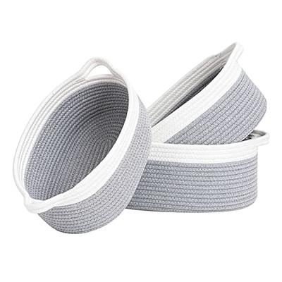 Goodpick 3pack Small Basket - Woven Storage Basket for Living Room Bathroom  Storage Basket for towels Cute Round Basket for Baby Toy Storage Home Storage  Baskets for Shelves Gift Baskets, Gray