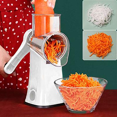 VEKAYA Rotary Cheese Grater with Handle 5 Interchangeable Stainless Steel  Blade