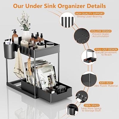 EYOBE Under Sink Organizer 2 Pack, 2-Tier Sliding Cabinet Organizer with  Hooks and Hanging Cup, Multi-Use Under Sink Organizers and Storage for  Kitchen Bathroom Office Laundry Room, Black - Yahoo Shopping