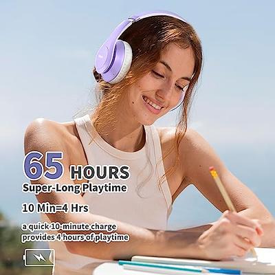 Glynzak Wireless Headphones Over Ear 65H Playtime HiFi Stereo Headset with  Microphone and 6EQ Modes Foldable Bluetooth V5.3 Headphones for Travel