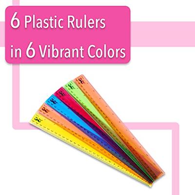 50 Pcs 6 Inch Rulers Assorted Colors Clear Plastic Ruler Straight