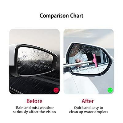 Retractable Car Rearview Mirror Wiper Portable Auto Mirror Squeegee Cleaner  Long Handle Car Cleaning Tool Mirror Glass Mist Cleaner, Length Up to
