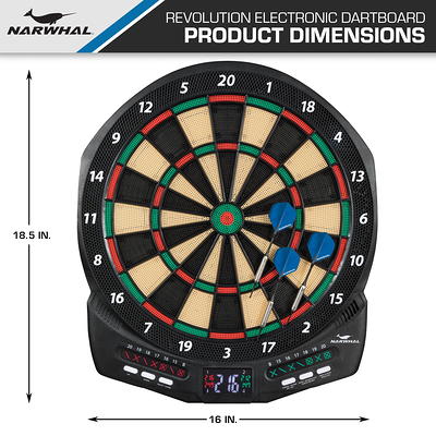 Narwhal Kingston Self Healing Bristle Dartboard with 6 Steel Tip Darts,  Official 18 Wide Dart Board 