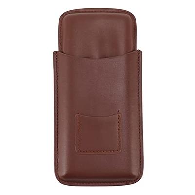 Granada Brown Leather 3-Finger Cigar Case with Cigar Cutter