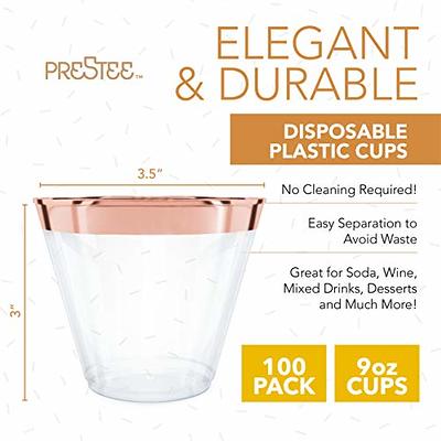 I00000 200 Pack Gold Plastic Cups, 10 oz Clear Plastic Cups Gold Rimmed  Disposable Wine Glasses Fancy Disposable Party Cups Wedding Cups Drinking  Tumblers Plastic Cocktail Glasses with Gold Rim - Yahoo Shopping