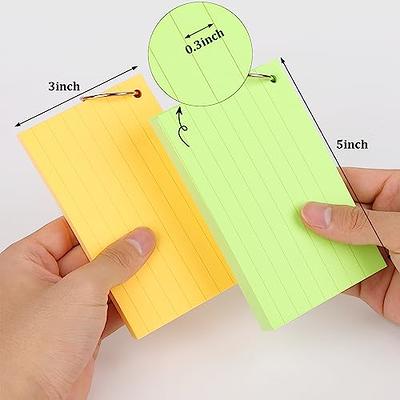 Index Cards,3x5 Inch Index Cards with Ring, 300 Count Lined Neon